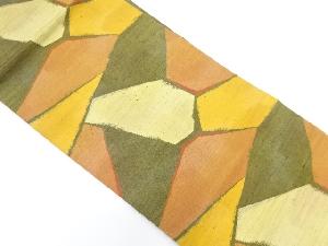 リサイクル　手織り紬石畳模様織り出し名古屋帯